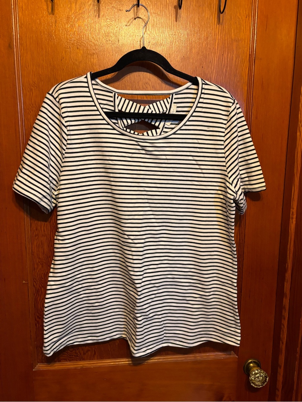 Skies Are Blue Dark Green & Blue Striped Short-Sleeve Tee